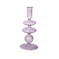 Vintage purple stacked glass candle holder with spherical segments and stable round base - Purple Stacked Bubble (C8)