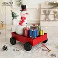 Bonhomme de neige de Noël en chariot rouge métallique avec boîtes cadeaux et lumières LED - Voiture de Bonhomme de Neige à Cadeaux Rouge