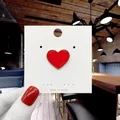 Cute red heart enamel pin with gold metal edges on a white display card accessory - 83*Large Red Heart Pin