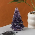 Mini sapin de Noël décoratif en résine cristal violette pour bureau élégant - 46 Améthyste + Paillettes