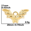 Detailed technical diagram showing dimensions 20x11mm of gold bat pendant charm - Gold Color Pendant