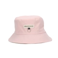 Pink cotton bucket hat featuring embroidered lettering and a silver metal ring accessory - Light Pink