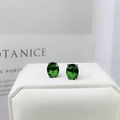 Oval cut forest green stone earrings in silver prong setting on white jewelry box - Green Diamond Pigeon Egg Four-prong Earrings Led-135
