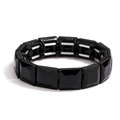 Fashionable black faceted crystal glass stretch bracelet with shiny alloy finish - Black Style (CB0036QJ)