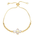 Elegant gold double-layer cross bracelet with sparkling zircon stones on box chain - White
