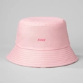 Classic pink cotton bucket hat featuring embroidered KING lettering in a casual style - M (56-58cm) / Pink
