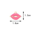 Pink enamel lips charm in gold alloy frame with hanging loop for DIY jewelry making - Rose Red Lips