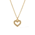 18k gold plated heart necklace with pavé crystals and dainty cross pendant detail - Pave Heart Style (TN3267) / Gold