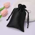 Satin drawstring jewelry bag in smooth black finish for gifts and accessories - 15*20cm / Black