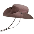 Outdoor wide brim sun hat in dark khaki with adjustable chin strap and side vents - Coffee