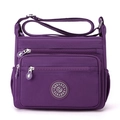 Lightweight dark purple nylon crossbody bag with multiple zippered pockets for daily use - Purple