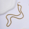 Elegante collana in titanio dorato con catena a maglie intrecciate e chiusura a moschettone - Catena Popcorn Torta Oro