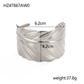 Silver feather cuff bracelet with 6.2cm width and 37.8g weight on white background - Silver Feather Design Style (HZ47867AW0)