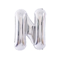 Silver letter N foil balloon with metallic finish for birthday party decoration - 32' Silver Chubby Letter Aluminum Foil Balloon (n)