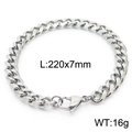 Titanium steel curb chain bracelet with lobster clasp in silver finish 220x7mm - Style B 7mm 220mm(KB166151-ZZ)