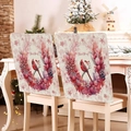 Pink Christmas chair covers with festive berry wreath and cardinal bird prints - Berry Pinecone Wreath (YT02-6)
