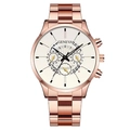 Rose gold Geneva men's quartz watch with a white dial and stainless steel strap - White Dial Rose Gold Band (Flat End)