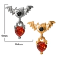 Gothik Fledermaus Herz Ohrringe mit rotem Stein in Silber und Gold Optik - #11 (Fledermausherz) / 0.8x6x3mm / Silber