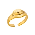 Verstellbarer Schlangenring aus 18k vergoldetem Edelstahl mit bösem Blick und Sonnenmotiv - Böses Auge / Gold