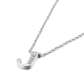 Silver stainless steel necklace featuring a J-letter pendant with sparkling rhinestones - Letter J Style (KN88583-KLB)
