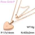 Doux collier cœur en or rose avec pendentif strass étincelant et une chaîne de 400 mm - Collier en Or Rose