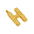 Golden letter H pendant with unique hammered texture and polished metal finish - Letter H - Gold Pendant