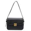 Schicke schwarze Schultertasche aus weichem PU-Leder mit goldenem Metallschloss - Schwarz