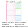 Blocco note settimanale con motivo floreale, elenco cose da fare e tracker abitudini - Piano Settimanale Incollato - Stile D