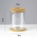 Clear hydroponic glass jar with cork lid and wooden base, size 10x8cm for terrariums - Cylinder (8*10cm) with Bamboo Mat