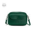 Dark green crossbody bag with pebbled leather texture and adjustable shoulder strap - Green
