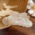 Iridescent cloud-shaped hair claw clip in pearlescent cream finish for women - 10.5cm / Yellow