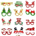 Christmas decorative glasses set with glitter reindeer snowman tree frames for holiday party. - Set 2 (12 Pieces)