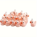 Pink resin duck keychain pendant with silver metal ring for backpacks and bags - Bulk Pendant / Pink