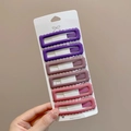 6-teiliges Set Haarspangen mit Wellenrand in lila und rosa Farbverlauf für Mädchen - Rosa Lila Quadratische Welle 6er Set