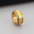 Anillo giratorio de acero inoxidable dorado con mantra de seis caracteres grabado - US 6 / Estilo B Dorado