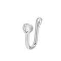 Silver non-piercing U-shaped nose cuff featuring a sparkling heart-shaped zircon - Heart Style (A-616) / Silver