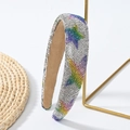Rainbow gradient rhinestone headband with star patterns for an elegant fashion style - Rhinestone Gradient White Zircon Star