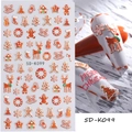 5D embossed Christmas nail art stickers featuring gingerbread man and reindeer designs 5D-K099 - Christmas Elements 5D-K099