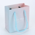 Blue and pink gradient paper gift bag with nylon handles and Best Wishes printed text - Gradient Pink Series / Gift Handbag (Horizontal)
