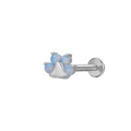 Cat paw flat back labret stud with silver base and light blue opal stone inlay - Silver Cat Paw (Light Blue Opal)(24042403-6)