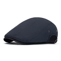 Dark blue duckbill cap featuring pinstripe fabric and adjustable metal strap - Dark Gray