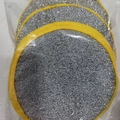 Round silver metallic dishcloth with yellow edge trim in clear plastic multi-pack - Set of 3 (1.5cm Thickness)