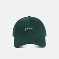 Dark green oversized baseball cap with white me letter embroidery in soft brushed cotton - Me Embroidery Cap-Dark Green