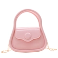 Pink mini jelly bag with glossy finish and elegant gold metal chain shoulder strap - Pink