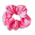 Elegant bright pink satin scrunchie with smooth silk texture and glossy finish - Hot Pink