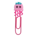 Detailed close-up of a pink paperclip with a cute soft PVC cartoon jellyfish topper - Jellyfish