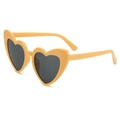 Retro heart-shaped sunglasses in vibrant yellow crystal finish with dark UV400 lenses - Yellow Frame Grey Lens