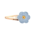 Macaron candy color sunflower hair clip with light blue knitted floral design on gold base - Knitted Flower Hair Clip / Blue (07)