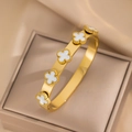 182 Gold And White Four-leaf Clover Bracelet