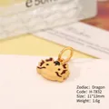 Golden dragon zodiac charm with red enamel, DIY jewelry accessory, size 11x13mm - H-7832 (Dragon)